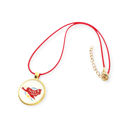 Necklace with red cord super mom1
